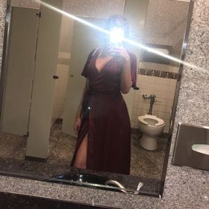 Red wine wrap dress
